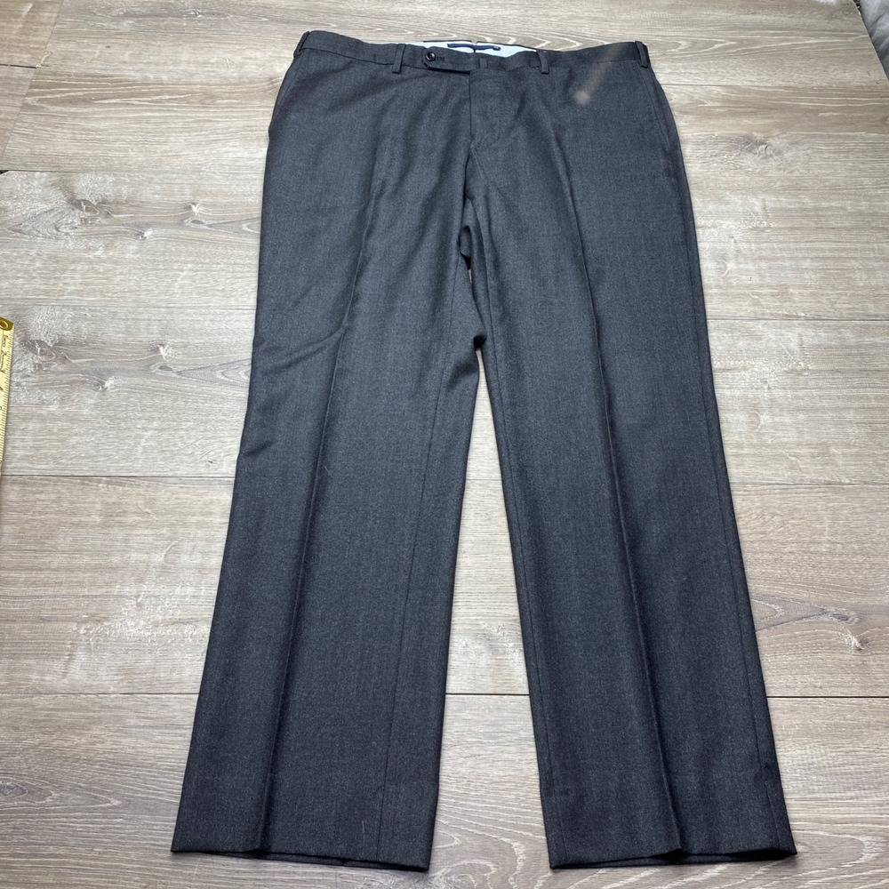 Incotex Mens Super 100s Wool Dress Pants Charcoal Gray Size 40 Flat Front
